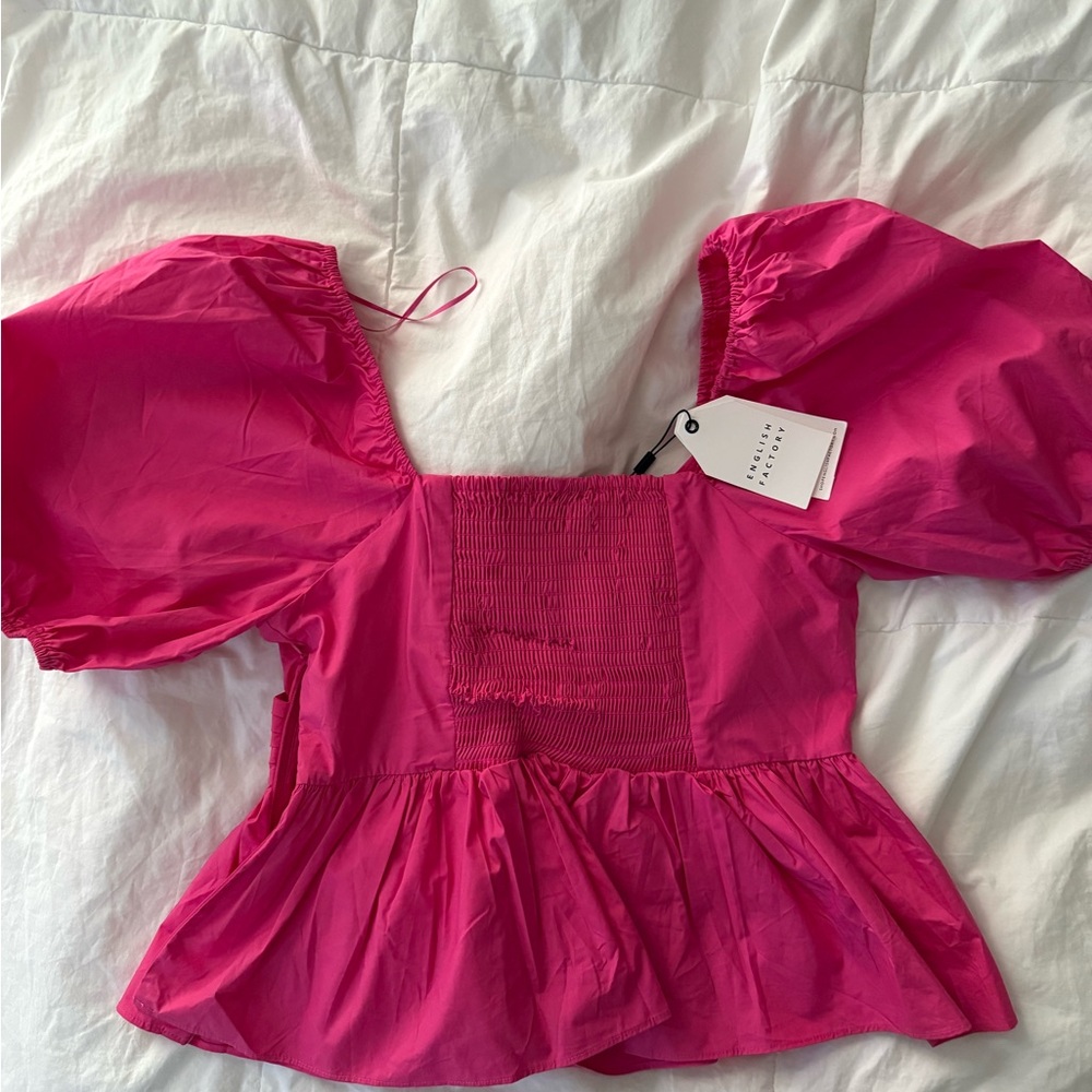English Factory Fuchsia Puff Sleeve Blouse